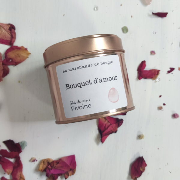 Bougie lithothérapie Bouquet d’amour rose gold